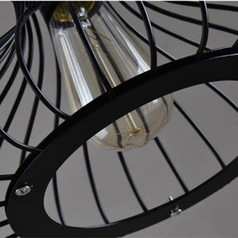 Industrial design pendant light with cage lamp - vue 6 sur 8