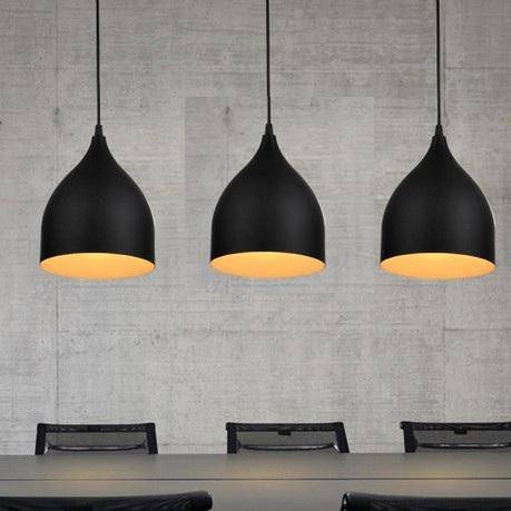 Nordic loft style black LED pendant light - vue 2 sur 3