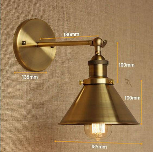 Antique gold industrial copper style wall light - vue 4 sur 5