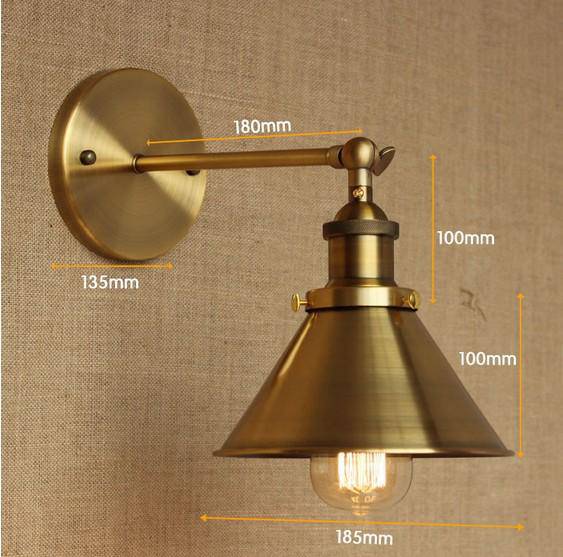 Antique gold industrial copper style wall light - vue 4 sur 5