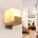 Wooden cube LED wall light
