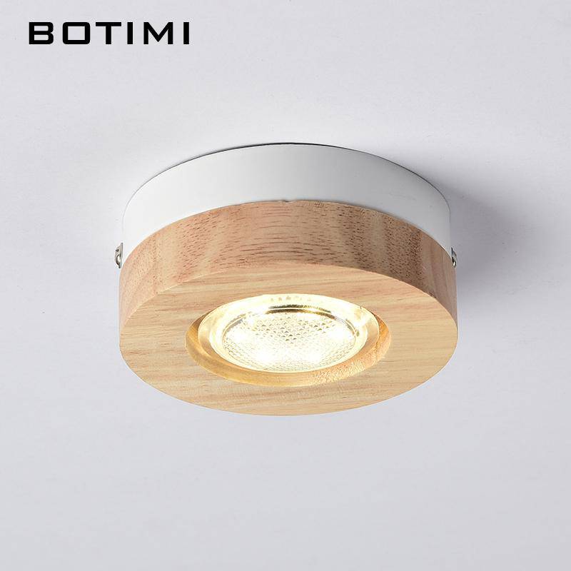 Round wooden LED spotlight Botimi