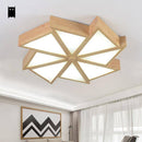 Wooden LED ceiling light with geometric triangles