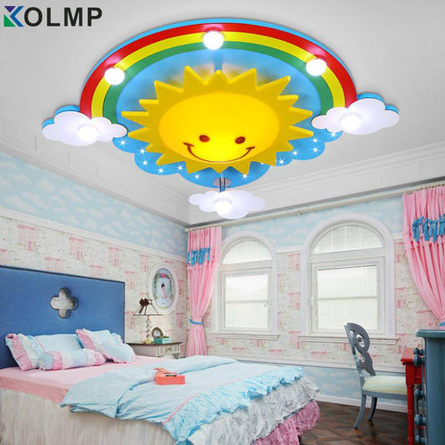 Children's LED ceiling light sun and rainbow design
