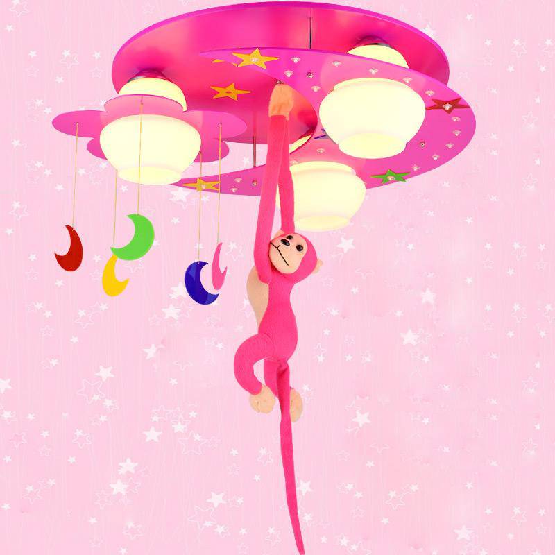 Children's ceiling light with hanging monkey (various colours)