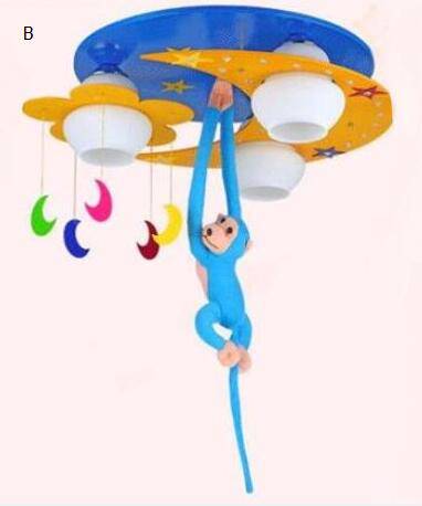 Children's ceiling light with hanging monkey (various colours) - vue 5 sur 4