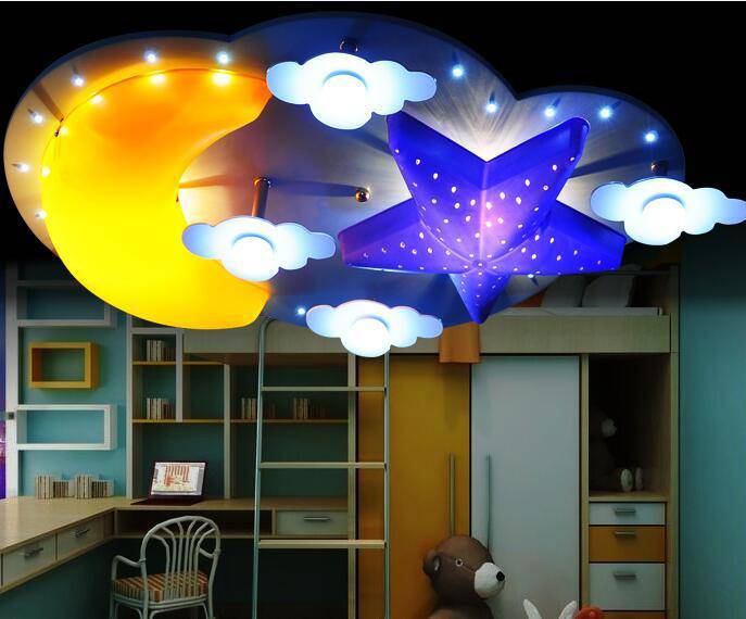 Children's ceiling light with star, moon and night cloud design