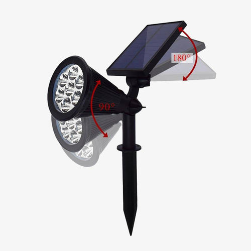 Outdoor 7 LED solar spotlight with coloured light
