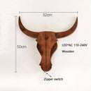 Retro wooden LED wall light in the shape of a deer head