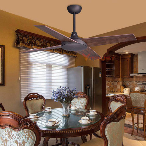 Ceiling fan with 4 wood blades wood - vue 3 sur 4