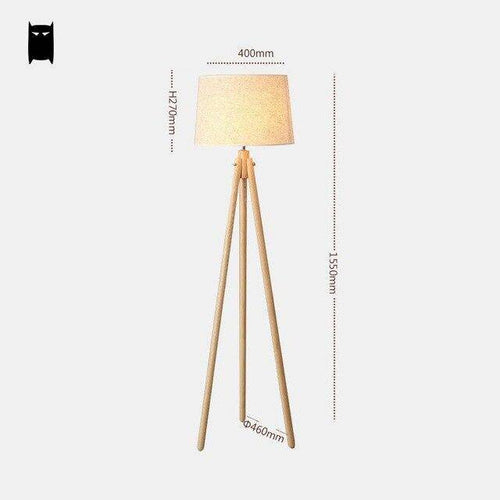 Scandinavian wooden tripod floor lamp