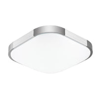 Square chrome LED ceiling light with rounded corners faceplate