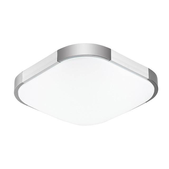 Square chrome LED ceiling light with rounded corners faceplate