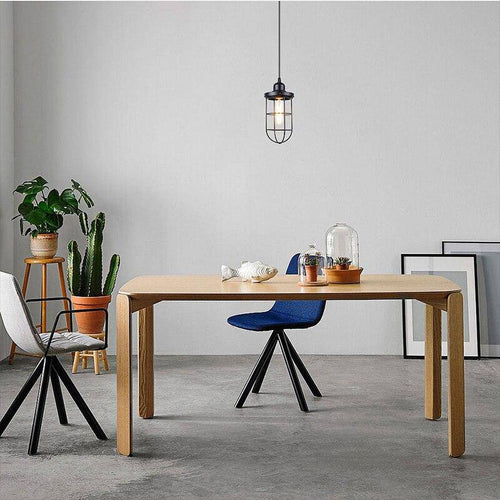 Retro LED pendant light with industrial metal cage - vue 4 sur 5
