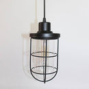 Retro LED pendant light with industrial metal cage