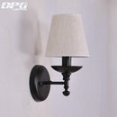 Rustic LED wall light with fabric shade