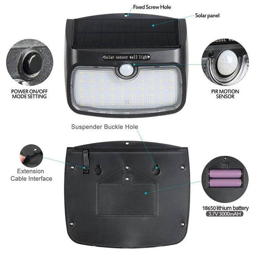 Solar outdoor wall light with 48 LED sensor - vue 6 sur 6