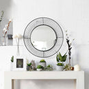 Lattice Round Black Metal Decorative Wall Mirror