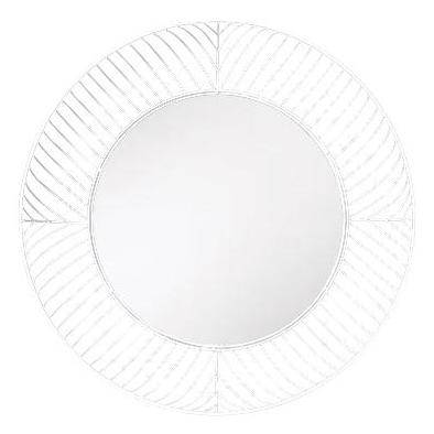 Lattice Round White Metal Decorative Wall Mirror - vue 3 sur 4