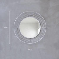 Lattice Round White Metal Decorative Wall Mirror