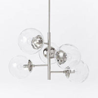 Designer chandelier with glass bubbles and chrome branches bubble