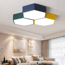 Honeycomb coloured hexagonal LED ceiling light