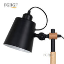 Adjustable wooden and metal designer floor lamp