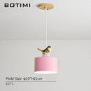 Coloured LED designer pendant light with bird by Botimi