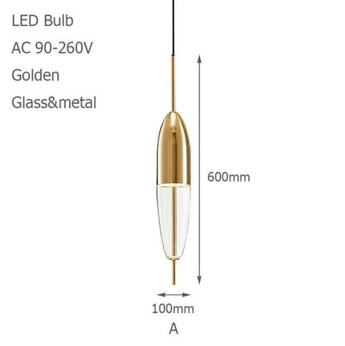 Original design LED pendant light (blue or gold) - vue 8 sur 10