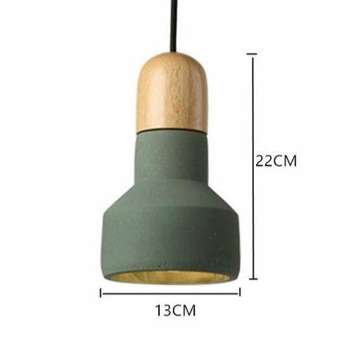 Nordic LED pendant light in cement and wood - vue 5 sur 5