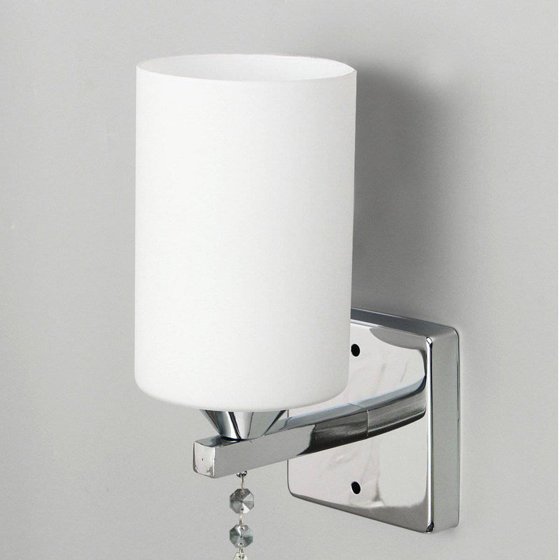 Chrome LED wall light with cylindrical shade