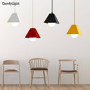 Triangular coloured LED pendant light