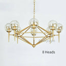 Vintage gold design chandelier with glass globe loft style
