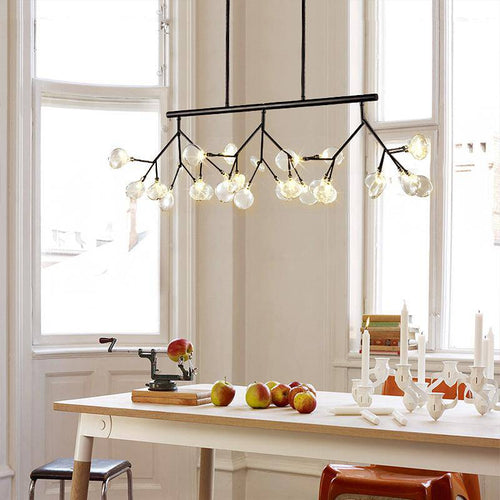 Modern designer LED chandelier with wooden tree branches (black or gold) - vue 5 sur 7
