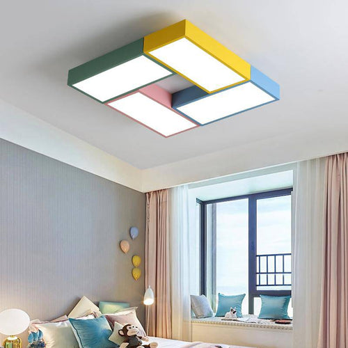 Rectangular colour LED ceiling light for dining room - vue 5 sur 8