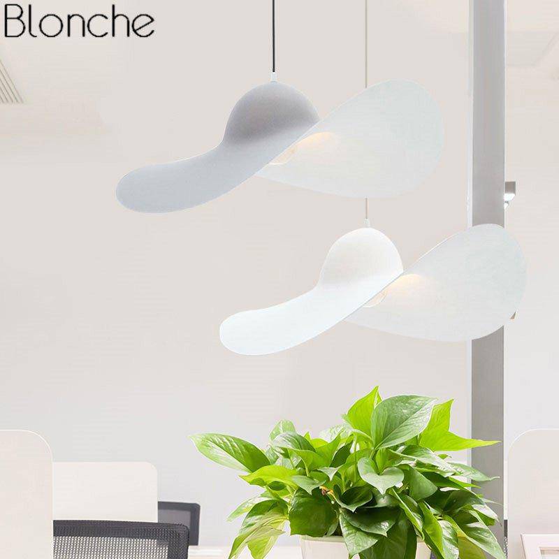 White wavy LED designer pendant light Hat