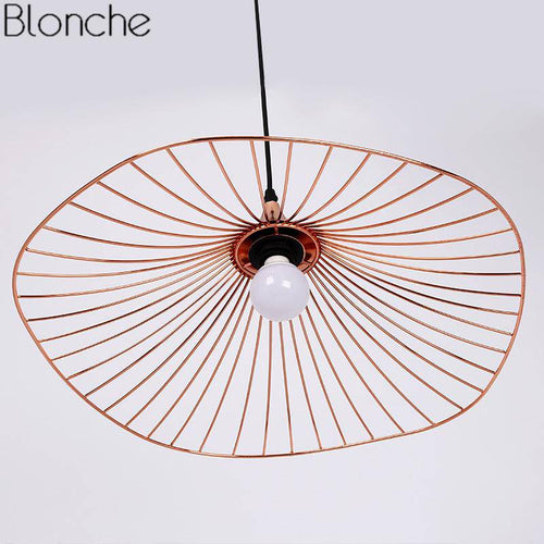 Colourful straw hat design LED pendant light - vue 3 sur 8