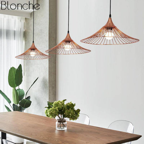 Colourful straw hat design LED pendant light - vue 8 sur 8