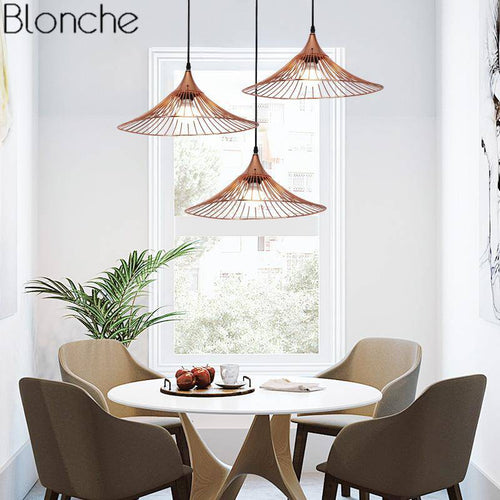 Colourful straw hat design LED pendant light - vue 4 sur 8
