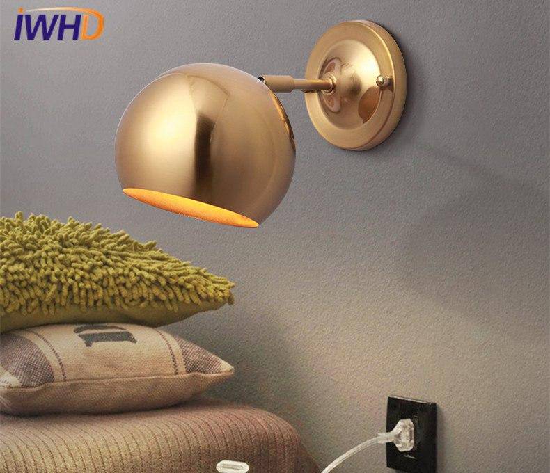 Designer gold globe LED wall light Arandela