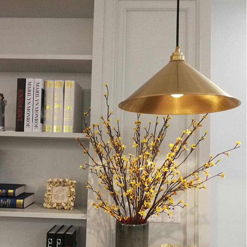 Conical gold LED designer pendant light loft