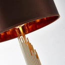 Golden design floor lamp with rounded black lampshade body