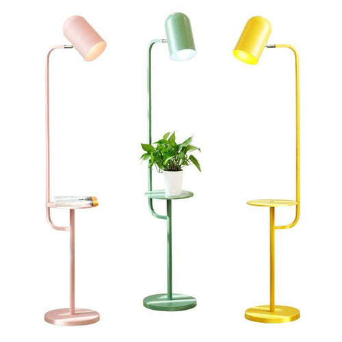 Modern LED floor lamp with colourful side table - vue 6 sur 7