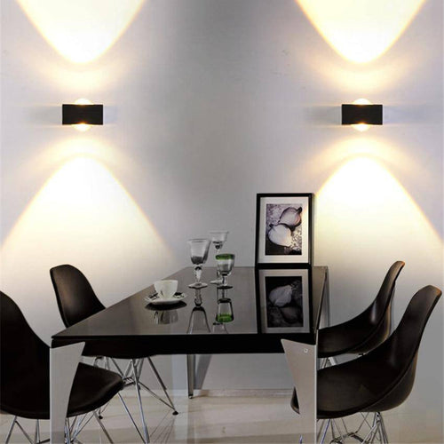 Square LED wall light with double-sided illumination - vue 2 sur 4