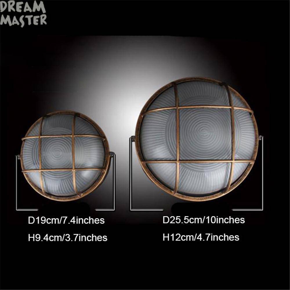 Vintage round outdoor LED ceiling light with grill - vue 4 sur 4