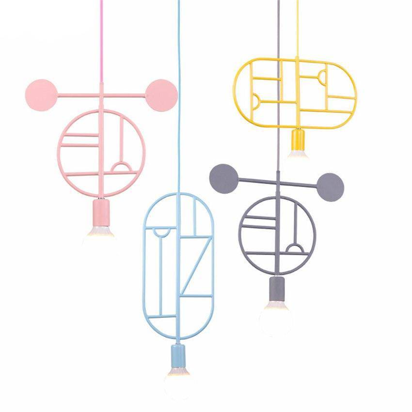 Modern LED pendant light with colourful shapes - vue 2 sur 5