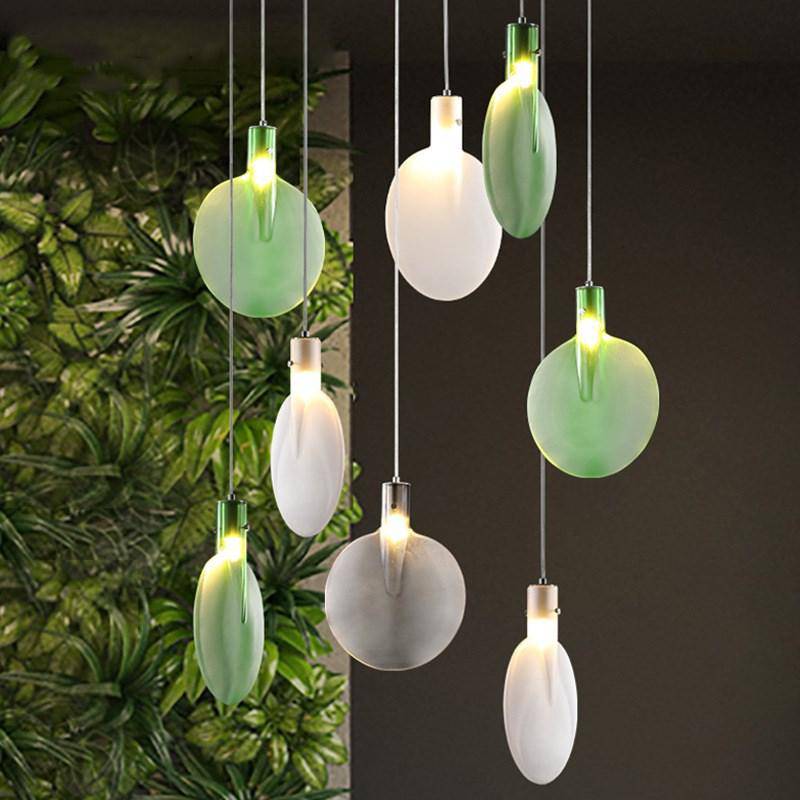 Coloured glass disc LED pendant light - vue 2 sur 6