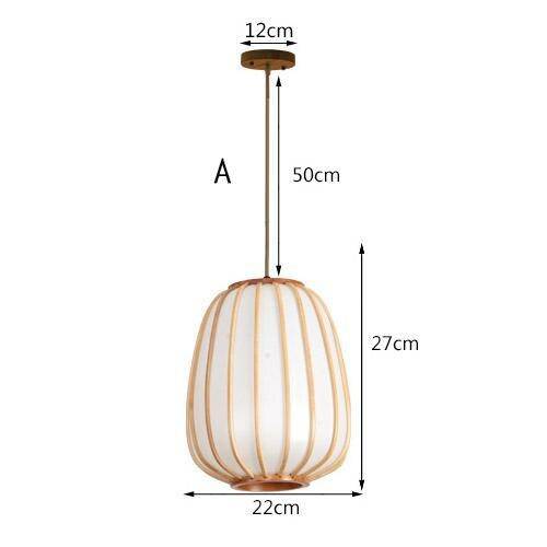 Bamboo design LED pendant light with rounded Japanese-style shade