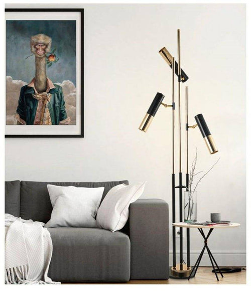 Designer LED tripod floor lamp with adjustable heads - vue 5 sur 6