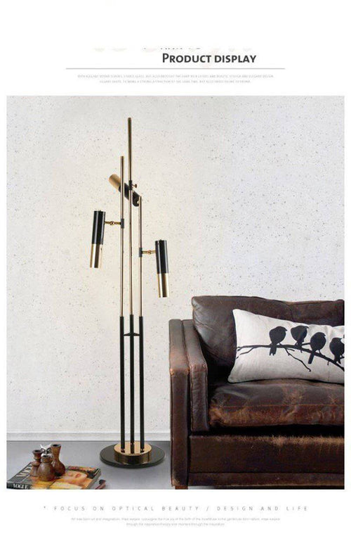 Designer LED tripod floor lamp with adjustable heads - vue 6 sur 6
